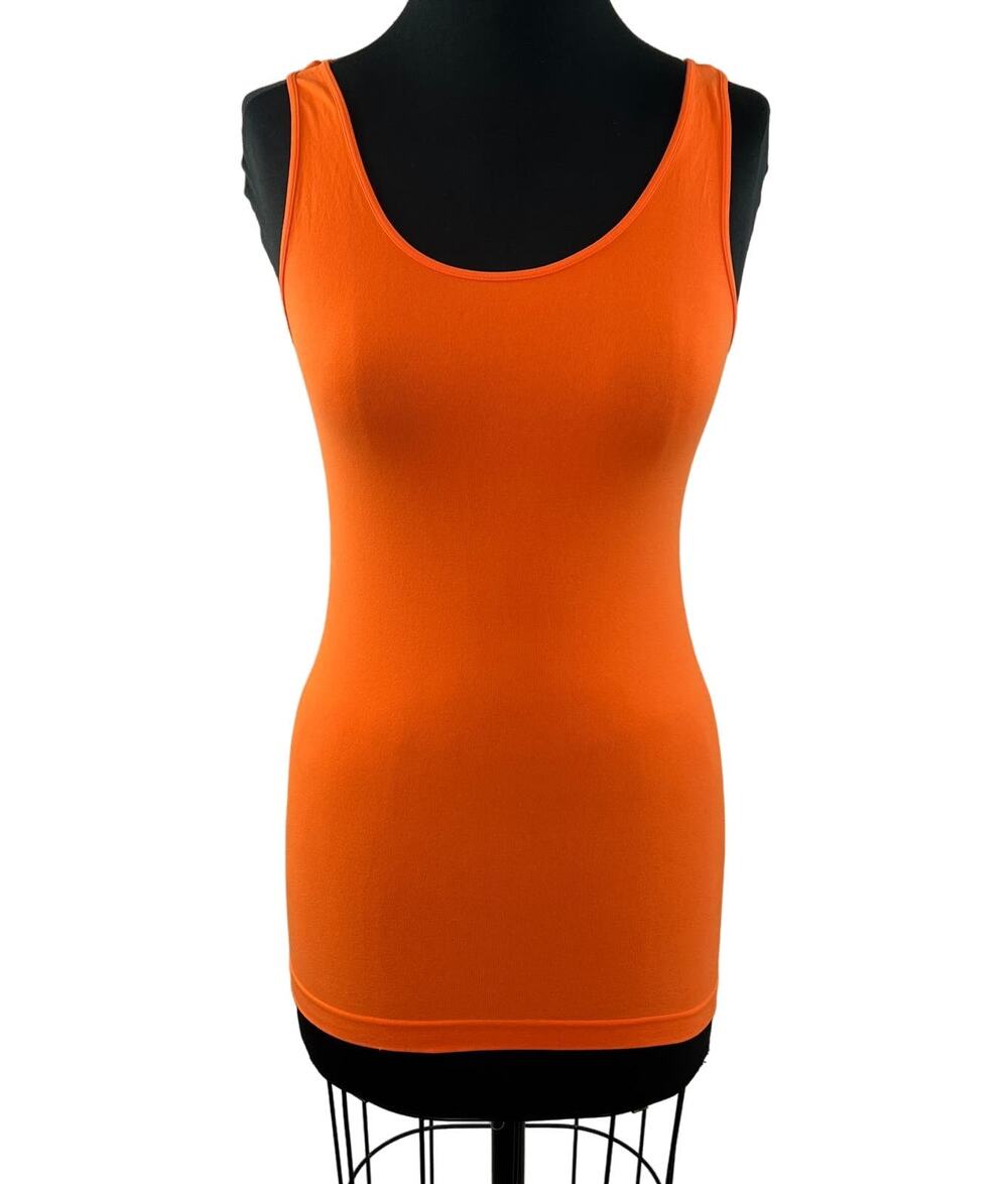 NikiBiki Seamless Tank Top Orange Sleeveless Scoop Neck Jersey Stretch Size OS